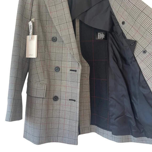 NWT Aritzia Wilfred Womens 00 Margaux Plaid Checkered Black Gray Blazer - Picture 6 of 11